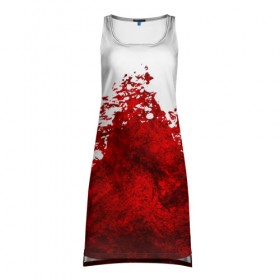 Платье-майка 3D с принтом Кровавые брызги в Кировске, 100% полиэстер | полуприлегающий силуэт, широкие бретели, круглый вырез горловины, удлиненный подол сзади. | blood | bloody | horror | texture | абстракция | брызги | в крови | краска | красная краска | кровавая | кровь | текстура | ужас