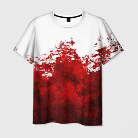 Мужская футболка 3D с принтом Кровавые брызги в Кировске, 100% полиэфир | прямой крой, круглый вырез горловины, длина до линии бедер | blood | bloody | horror | texture | абстракция | брызги | в крови | краска | красная краска | кровавая | кровь | текстура | ужас
