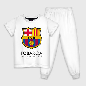 Детская пижама хлопок с принтом FC BARCELONA (BARCA) в Кировске, 100% хлопок |  брюки и футболка прямого кроя, без карманов, на брюках мягкая резинка на поясе и по низу штанин
 | barca | barcelona | fc barca | барка | барселона