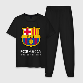 Мужская пижама хлопок с принтом FC BARCELONA (BARCA) в Кировске, 100% хлопок | брюки и футболка прямого кроя, без карманов, на брюках мягкая резинка на поясе и по низу штанин
 | barca | barcelona | fc barca | барка | барселона