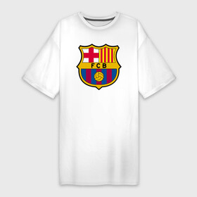 Платье-футболка хлопок с принтом FC BARCELONA (BARCA) в Кировске,  |  | barca | barcelona | fc barca | барка | барселона