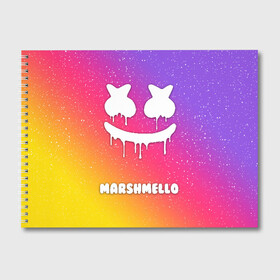 Альбом для рисования с принтом MARSHMELLO RAINBOW SPACE в Кировске, 100% бумага
 | матовая бумага, плотность 200 мг. | Тематика изображения на принте: america | dj | marshmello | usa | америка | маршмелло