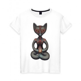 Женская футболка хлопок с принтом Медитация в Кировске, 100% хлопок | прямой крой, круглый вырез горловины, длина до линии бедер, слегка спущенное плечо | 