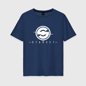 Женская футболка хлопок Oversize с принтом Starset Logo в Кировске, 100% хлопок | свободный крой, круглый ворот, спущенный рукав, длина до линии бедер
 | logo | rock | starset | лого | рок | старсет
