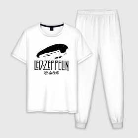 Мужская пижама хлопок с принтом Led Zeppelin в Кировске, 100% хлопок | брюки и футболка прямого кроя, без карманов, на брюках мягкая резинка на поясе и по низу штанин
 | 