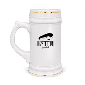Кружка пивная с принтом Led Zeppelin в Кировске,  керамика (Материал выдерживает высокую температуру, стоит избегать резкого перепада температур) |  объем 630 мл | Тематика изображения на принте: 