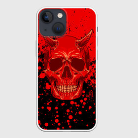 Чехол для iPhone 13 mini с принтом Devil Skull в Кировске,  |  | blood | devil | halloween | horror | paint | skull | дьявол | краска | кровь | страшный | хеллоуин | хэлуин | череп