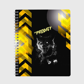 Тетрадь с принтом the prodigy (лис) в Кировске, 100% бумага | 48 листов, плотность листов — 60 г/м2, плотность картонной обложки — 250 г/м2. Листы скреплены сбоку удобной пружинной спиралью. Уголки страниц и обложки скругленные. Цвет линий — светло-серый
 | Тематика изображения на принте: the prodigy