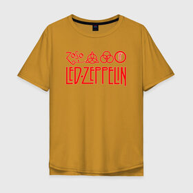 Мужская футболка хлопок Oversize с принтом Led Zeppelin в Кировске, 100% хлопок | свободный крой, круглый ворот, “спинка” длиннее передней части | led zeppelin | лед зеппелин