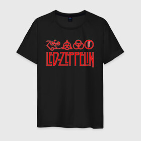 Мужская футболка хлопок с принтом Led Zeppelin в Кировске, 100% хлопок | прямой крой, круглый вырез горловины, длина до линии бедер, слегка спущенное плечо. | led zeppelin | лед зеппелин