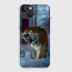 Чехол для iPhone 13 с принтом ТИГР В СУМЕРЕЧНОМ ЛЕСУ в Кировске,  |  | tiger | в лесу | дикая | кошка | лес | природа | тигр | тигренок | тигрица | тигры