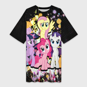 Платье-футболка 3D с принтом MY LITTLE PONY в Кировске,  |  | my little pony | pinkie pie | scootaloo | spike | sweaty balls | искорка | крошка бель | маленькие пони | мульфтфильм | пони | си | скутолу | эппл блум