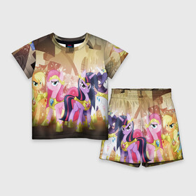 Детский костюм с шортами 3D с принтом PONY в Кировске,  |  | my little pony | pinkie pie | scootaloo | spike | sweaty balls | искорка | крошка бель | маленькие пони | мульфтфильм | пони | скутолу | эппл блум