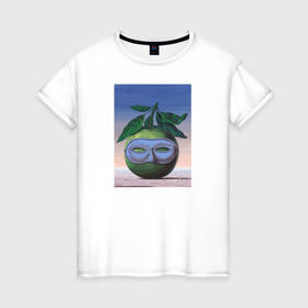 Женская футболка хлопок с принтом Рене Магритт в Кировске, 100% хлопок | прямой крой, круглый вырез горловины, длина до линии бедер, слегка спущенное плечо | живопись | искусство | картина | художники | шедевры