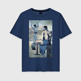 Женская футболка хлопок Oversize с принтом Девочка на шаре в Кировске, 100% хлопок | свободный крой, круглый ворот, спущенный рукав, длина до линии бедер
 | живопись | искусство | картина | художники | шедевры