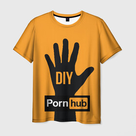 Мужская футболка 3D с принтом Pornhub (двухсторонняя) в Кировске, 100% полиэфир | прямой крой, круглый вырез горловины, длина до линии бедер | 
