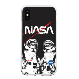 Чехол для iPhone XS Max матовый с принтом Nasa cats austronaut в Кировске, Силикон | Область печати: задняя сторона чехла, без боковых панелей | Тематика изображения на принте: cats austronaut | nasa | space | космос | кот космонавт | наса | насса