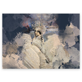 Поздравительная открытка с принтом Царевна лебедь в Кировске, 100% бумага | плотность бумаги 280 г/м2, матовая, на обратной стороне линовка и место для марки
 | живопись | искусство | картина | художники | шедевры