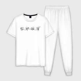 Мужская пижама хлопок с принтом Map of the Soul Hearts Bts в Кировске, 100% хлопок | брюки и футболка прямого кроя, без карманов, на брюках мягкая резинка на поясе и по низу штанин
 | bangtan | bangtan boys | bangtan boys bts | bts | bts bangtan | bts love | bts suga | bts песни | fake love | jungkook shirt | k pop | korean fashion | kpop | kpop merch | бтс | к поп | кей поп | кейпоп