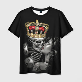 Мужская футболка 3D с принтом Череп Король (OGABEL) в Кировске, 100% полиэфир | прямой крой, круглый вырез горловины, длина до линии бедер | Тематика изображения на принте: 