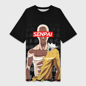 Платье-футболка 3D с принтом SENPAI ONE PUNCH MAN в Кировске,  |  | Тематика изображения на принте: one punch man | onepunchman | oppai | saitama | ван панч мен | ванпанчмен | макото миядзаки | сайтама | человек один удар