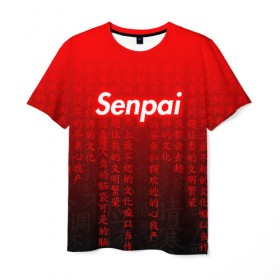 Мужская футболка 3D с принтом SENPAI MATRIX RED в Кировске, 100% полиэфир | прямой крой, круглый вырез горловины, длина до линии бедер | Тематика изображения на принте: ahegao | anime | senpai | аниме | ахегао. | ахэгао | семпай | сенпаи