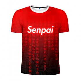 Мужская футболка 3D спортивная с принтом SENPAI MATRIX RED в Кировске, 100% полиэстер с улучшенными характеристиками | приталенный силуэт, круглая горловина, широкие плечи, сужается к линии бедра | ahegao | anime | senpai | аниме | ахегао. | ахэгао | семпай | сенпаи