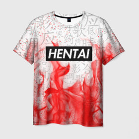 Мужская футболка 3D с принтом HENTAI в Кировске, 100% полиэфир | прямой крой, круглый вырез горловины, длина до линии бедер | Тематика изображения на принте: ahegao | anime | senpai | аниме | ахегао. | ахэгао | семпай | сенпаи