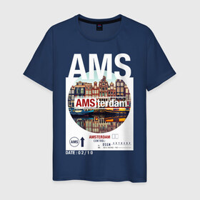 Мужская футболка хлопок с принтом Asterdam в Кировске, 100% хлопок | прямой крой, круглый вырез горловины, длина до линии бедер, слегка спущенное плечо. | amsterdam | travel | амстердам | город | города | мир | путешествия