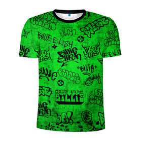 Мужская футболка 3D спортивная с принтом Billie Eilish Graffiti Grunge в Кировске, 100% полиэстер с улучшенными характеристиками | приталенный силуэт, круглая горловина, широкие плечи, сужается к линии бедра | billie | eilish | graffiti | grunge | айлиш | билли | граффити | татуировки