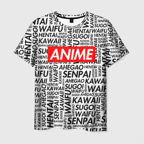 Мужская футболка 3D с принтом ANIME в Кировске, 100% полиэфир | прямой крой, круглый вырез горловины, длина до линии бедер | Тематика изображения на принте: ahegao | anime | kawai | otaku | senpai | sugoi. | waifu | аниме | ахегао | ахэгао | ковай | отаку | семпай | сенпаи