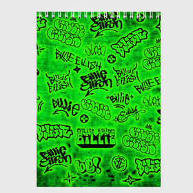 Скетчбук с принтом Billie Eilish Graffiti glow в Кировске, 100% бумага
 | 48 листов, плотность листов — 100 г/м2, плотность картонной обложки — 250 г/м2. Листы скреплены сверху удобной пружинной спиралью | billie | eilish | glow | graffiti | grunge | айлиш | билли | граффити | кислота | татуировки