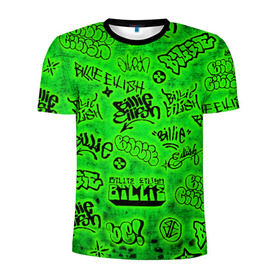 Мужская футболка 3D спортивная с принтом Billie Eilish Graffiti glow в Кировске, 100% полиэстер с улучшенными характеристиками | приталенный силуэт, круглая горловина, широкие плечи, сужается к линии бедра | billie | eilish | glow | graffiti | grunge | айлиш | билли | граффити | кислота | татуировки