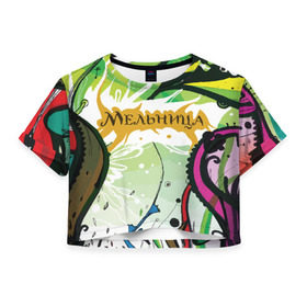 Женская футболка Cropp-top с принтом Мельница в Кировске, 100% полиэстер | круглая горловина, длина футболки до линии талии, рукава с отворотами | rock | мельница | рок | рокер | русский рок | фолк | фолк рок | хелависа