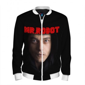 Мужской бомбер 3D с принтом Mr.robot в Кировске, 100% полиэстер | застегивается на молнию, по бокам два кармана без застежек, по низу бомбера и на воротнике - эластичная резинка | 