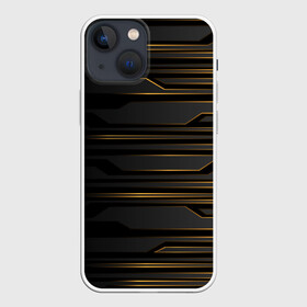 Чехол для iPhone 13 mini с принтом Futuristic technology lines в Кировске,  |  | Тематика изображения на принте: abstract | art | geometry | lights | lines | stripe | technology | абстрактный | абстракция | арт | геометрия | линии | полосы