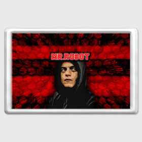 Магнит 45*70 с принтом Mr.robot  в Кировске, Пластик | Размер: 78*52 мм; Размер печати: 70*45 | Тематика изображения на принте: robot | драма | мистер | мистер робот | психологический триллер | рами малек | робот | технотриллер