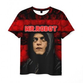 Мужская футболка 3D с принтом Mr.robot в Кировске, 100% полиэфир | прямой крой, круглый вырез горловины, длина до линии бедер | robot | драма | мистер | мистер робот | психологический триллер | рами малек | робот | технотриллер