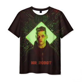 Мужская футболка 3D с принтом Мистер Робот в Кировске, 100% полиэфир | прямой крой, круглый вырез горловины, длина до линии бедер | Тематика изображения на принте: mr. robot | мистер робот | сериал | фильм | хакер | элиот | эллиот