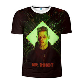 Мужская футболка 3D спортивная с принтом Мистер Робот в Кировске, 100% полиэстер с улучшенными характеристиками | приталенный силуэт, круглая горловина, широкие плечи, сужается к линии бедра | mr. robot | мистер робот | сериал | фильм | хакер | элиот | эллиот