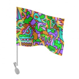 Флаг для автомобиля с принтом PSY GEOMETRY в Кировске, 100% полиэстер | Размер: 30*21 см | abstract | abstraction | color | geometry | paitnt | psy | абстракция | геометрия | краски | неоновые | психоделика