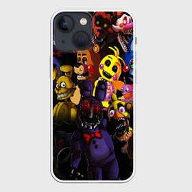 Чехол для iPhone 13 mini с принтом FIVE NIGHTS AT FREDDYS в Кировске,  |  | 5 ночей с фредди | animation | bonnie | chica | five nights at freddys | fnaf | foxy | freddy | funny | horror | scary | бонни | майк | пять | ужас | фнаф | фокси | фредди | чика | шмидт