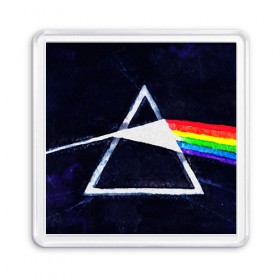 Магнит 55*55 с принтом PINK FLOYD в Кировске, Пластик | Размер: 65*65 мм; Размер печати: 55*55 мм | music | pink floyd | the dark side of the moon | космос | луна | музыка | пинк флойд | призма | рок | треугольник | триангулярная призма