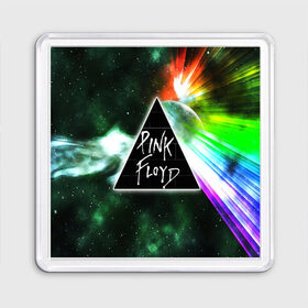 Магнит 55*55 с принтом PINK FLOYD в Кировске, Пластик | Размер: 65*65 мм; Размер печати: 55*55 мм | music | pink floyd | the dark side of the moon | космос | луна | музыка | пинк флойд | призма | рок | треугольник | триангулярная призма