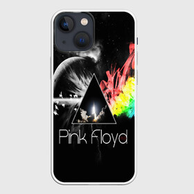 Чехол для iPhone 13 mini с принтом PINK FLOYD в Кировске,  |  | music | pink floyd | the dark side of the moon | космос | луна | музыка | пинк флойд | призма | рок | треугольник | триангулярная призма