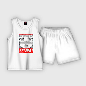 Детская пижама с шортами хлопок с принтом SENPAI в Кировске,  |  | ahegao | anime | japan | manga | sempai | senpai | аниме | ахегао | лицо | манга | семпай | сенпай | япония