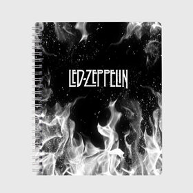 Тетрадь с принтом LED ZEPPELIN в Кировске, 100% бумага | 48 листов, плотность листов — 60 г/м2, плотность картонной обложки — 250 г/м2. Листы скреплены сбоку удобной пружинной спиралью. Уголки страниц и обложки скругленные. Цвет линий — светло-серый
 | led zeppelin | джимми пейдж | лед зеппелин