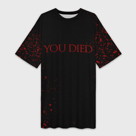 Платье-футболка 3D с принтом DARK SOULS | YOU DIED | ТЫ УМЕР в Кировске,  |  | dark souls | game | knight | praise the sun | дарк соулс | игры | рыцарь | темные души