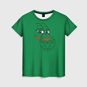 Женская футболка 3D с принтом PepeLove в Кировске, 100% полиэфир ( синтетическое хлопкоподобное полотно) | прямой крой, круглый вырез горловины, длина до линии бедер | feels bad man | feels good man | pepe | pepe the frog | sad pepe | грустная лягушка | пепе