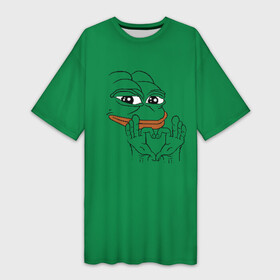 Платье-футболка 3D с принтом PepeLove в Кировске,  |  | feels bad man | feels good man | pepe | pepe the frog | sad pepe | грустная лягушка | пепе